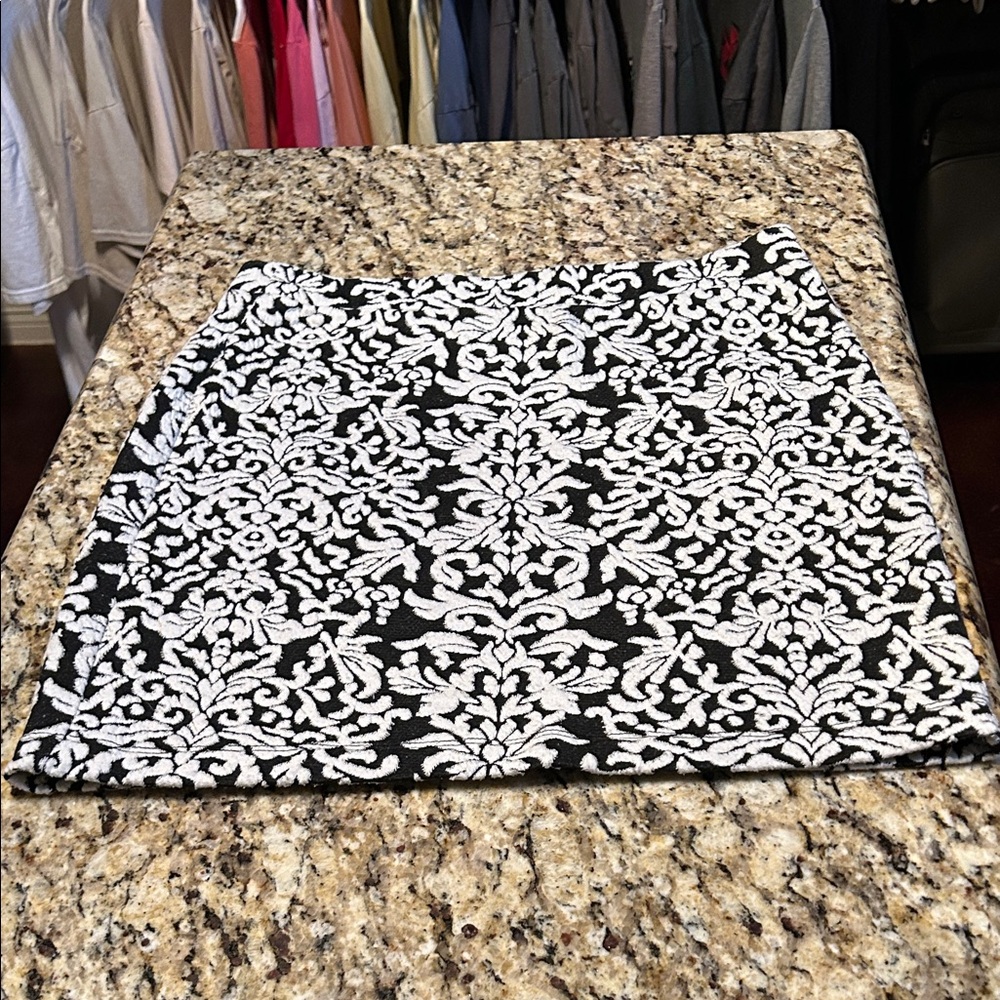 LOFT Black and White Damask Mini Skirt